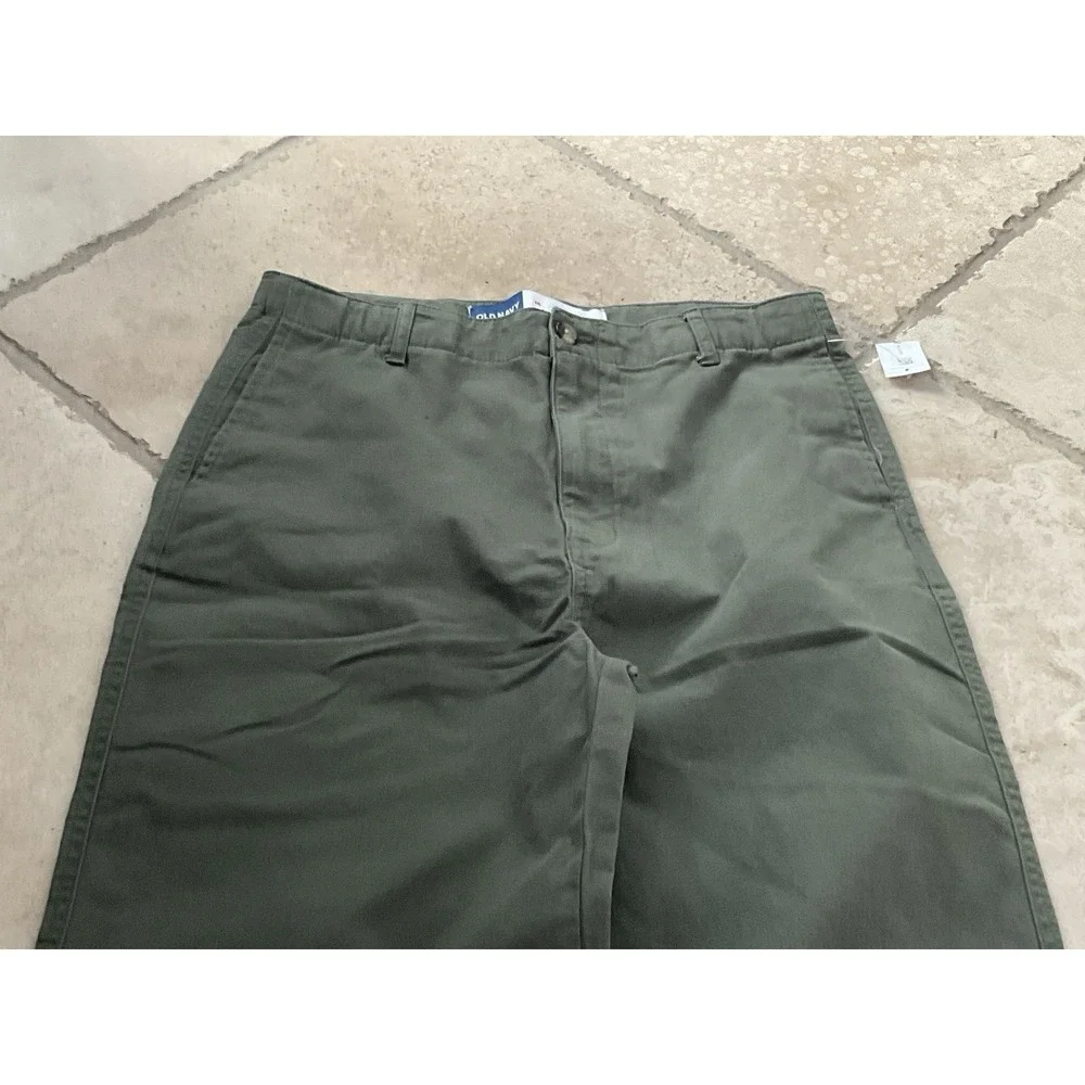 NWT Old Navy Olive Green Baggy Pants, Boys Size 16 - Adjustable Waist Chino